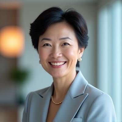 Portrait of Sarah Chen, Co-founder and Chief Wellness Officer