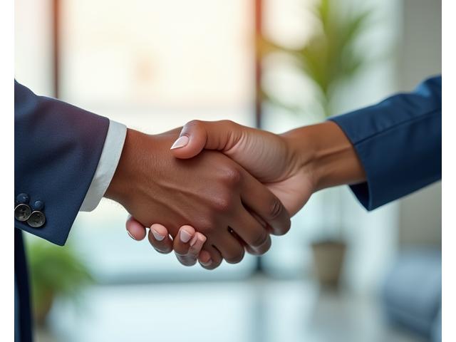 Two hands shaking firmly, symbolizing agreement and trust among members of a digital wellness community.